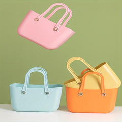 Solid Satchel Bag Versatile Storage Bag Lightweight Travel Basket Bag For Beach
