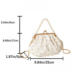 Faux Pearl Handle Stylish Kiss Lock Shoulder Bag