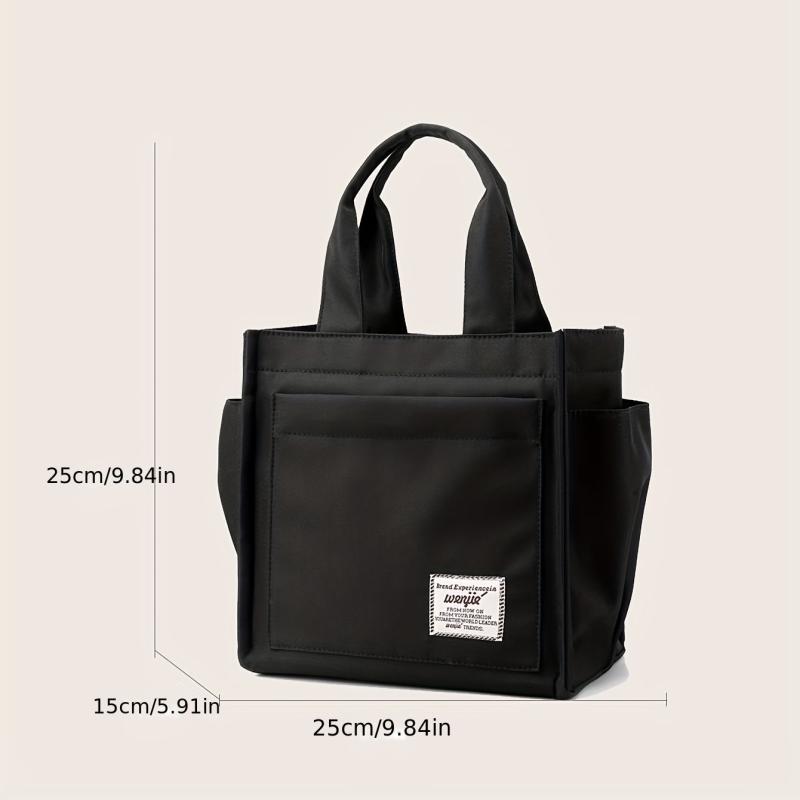 Lightweight Nylon Shoulder Bag Large Capacity Zipper Solid Handbag