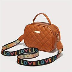 Argyle Quilted Crossbody Bag Faux Leather Purse