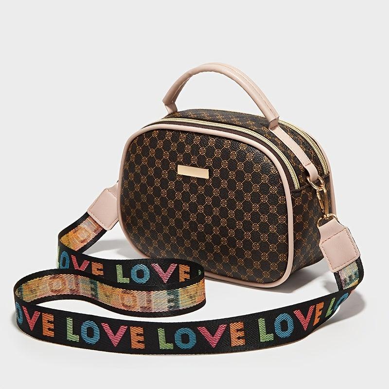Argyle Quilted Crossbody Bag Faux Leather Purse