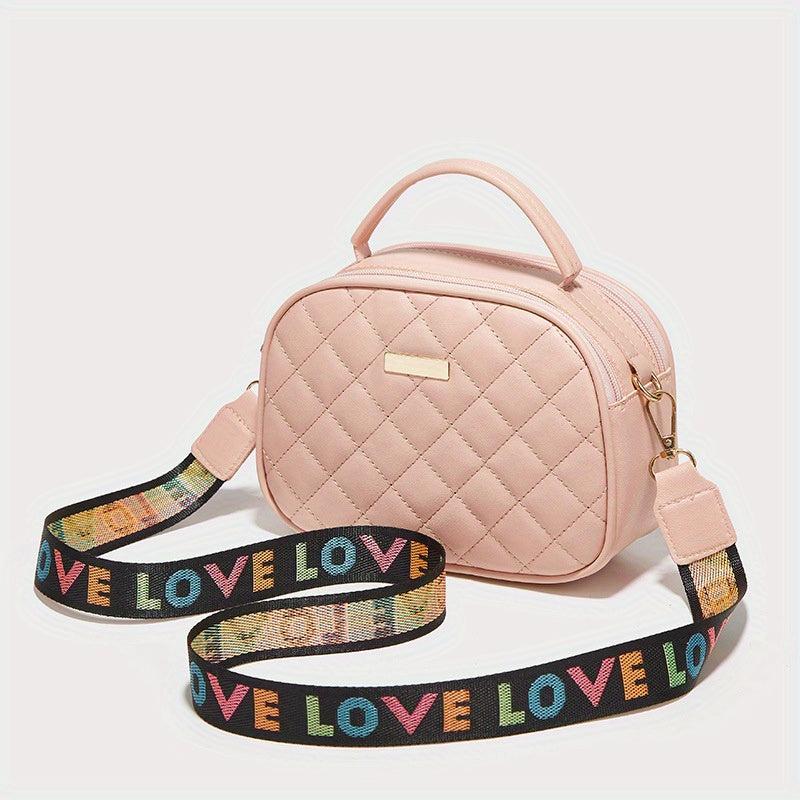 Argyle Quilted Crossbody Bag Faux Leather Purse