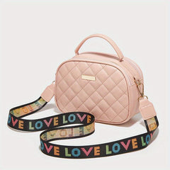Argyle Quilted Crossbody Bag Faux Leather Purse