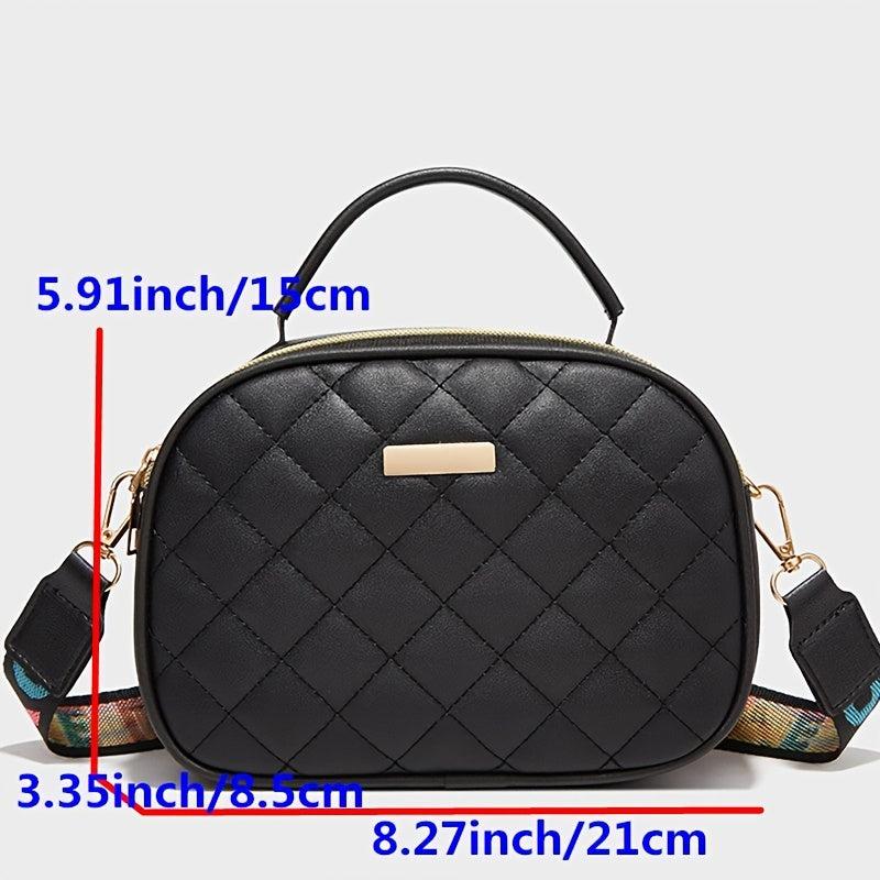 Argyle Quilted Crossbody Bag Faux Leather Purse