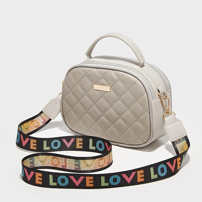Argyle Quilted Crossbody Bag Faux Leather Purse