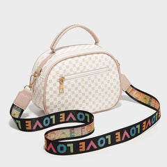 Argyle Quilted Crossbody Bag Faux Leather Purse
