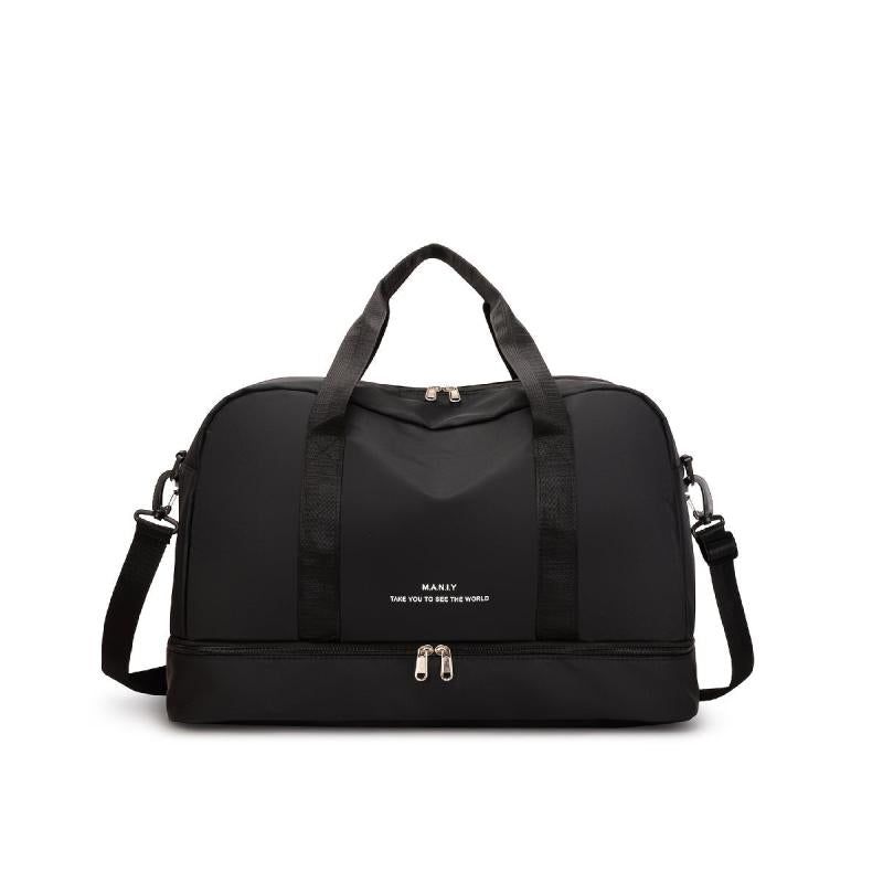Colorblock Zipper Handbag Travel Duffel Bag Lightweight Large Capacity