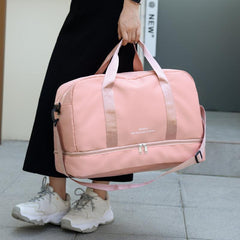 Colorblock Zipper Handbag Travel Duffel Bag Lightweight Large Capacity
