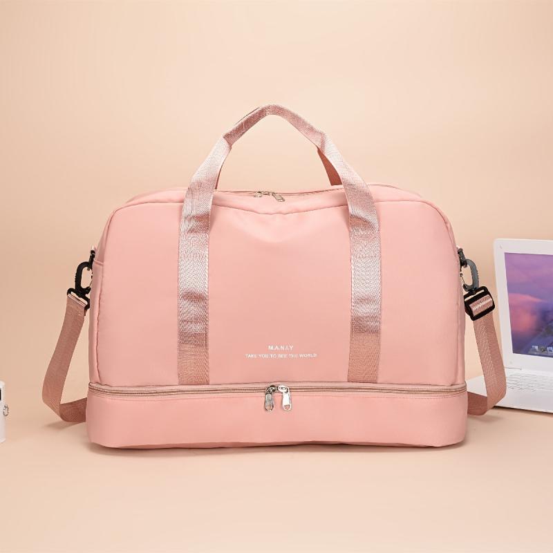 Colorblock Zipper Handbag Travel Duffel Bag Lightweight Large Capacity