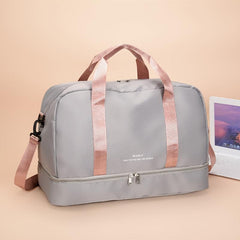 Colorblock Zipper Handbag Travel Duffel Bag Lightweight Large Capacity