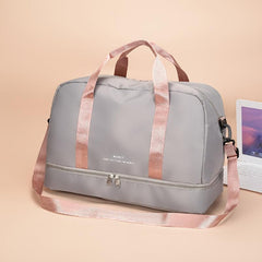 Colorblock Zipper Handbag Travel Duffel Bag Lightweight Large Capacity