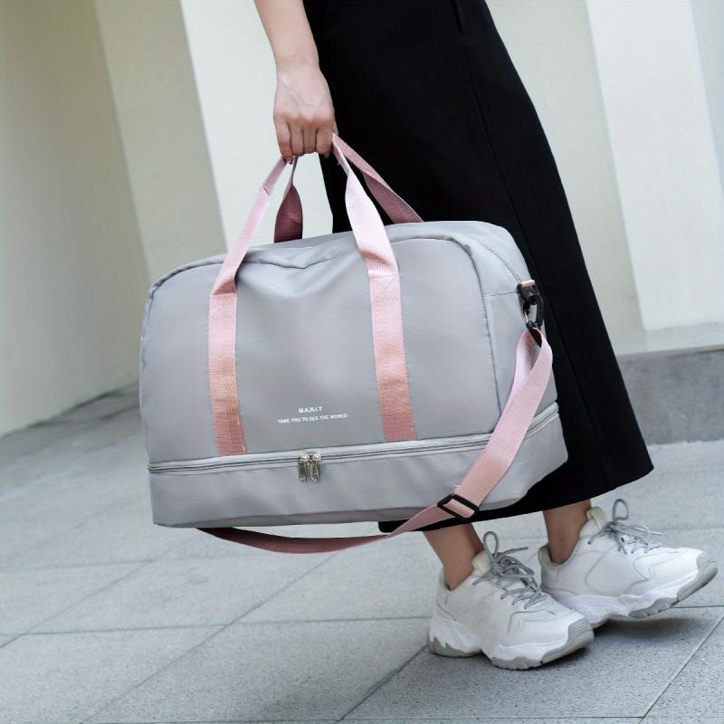 Colorblock Zipper Handbag Travel Duffel Bag Lightweight Large Capacity