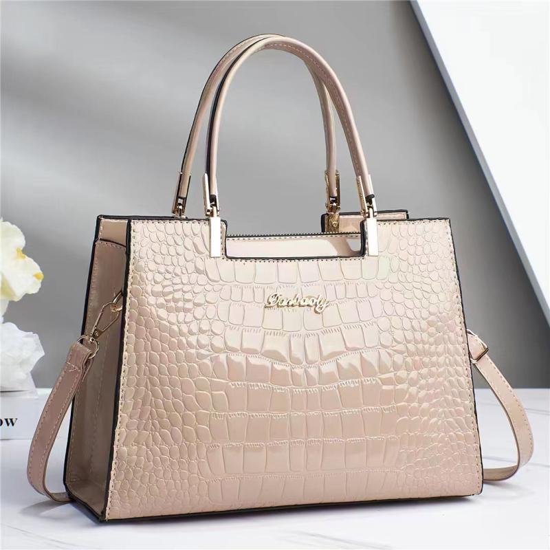 Crocodile Embossed Tote Bag Patent Leather Top Handle Purse