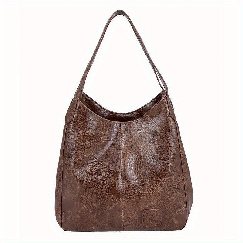 Stylish Faux Leather Shoulder Bag with Large Capacity