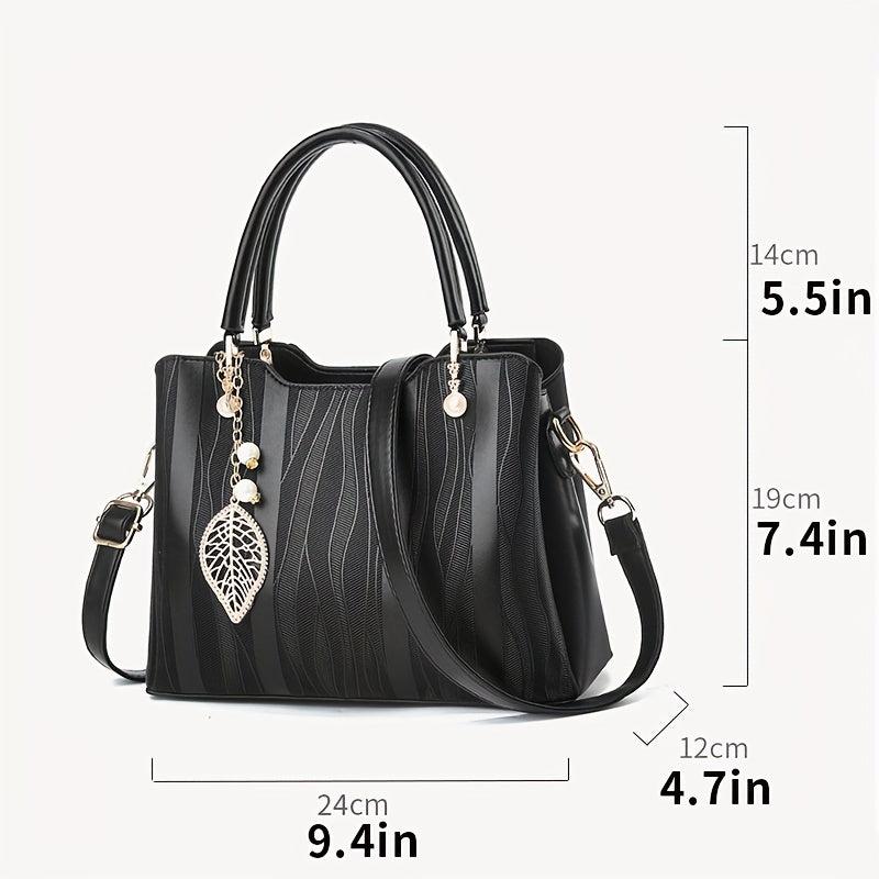 Stripes Handbags Women's PU Leather Crossbody Bag