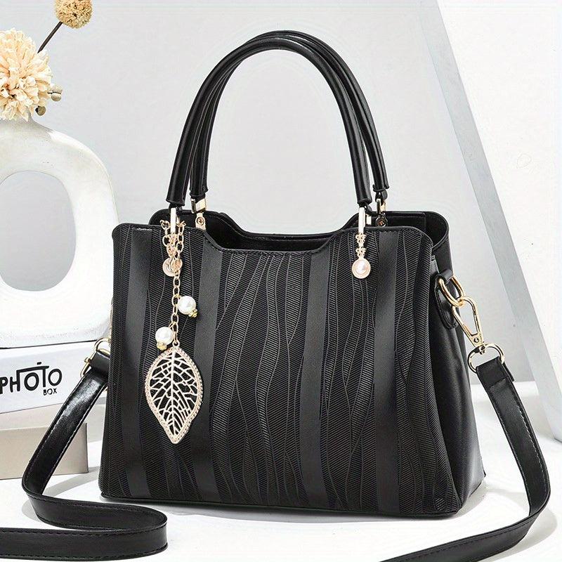 Stripes Handbags Women's PU Leather Crossbody Bag