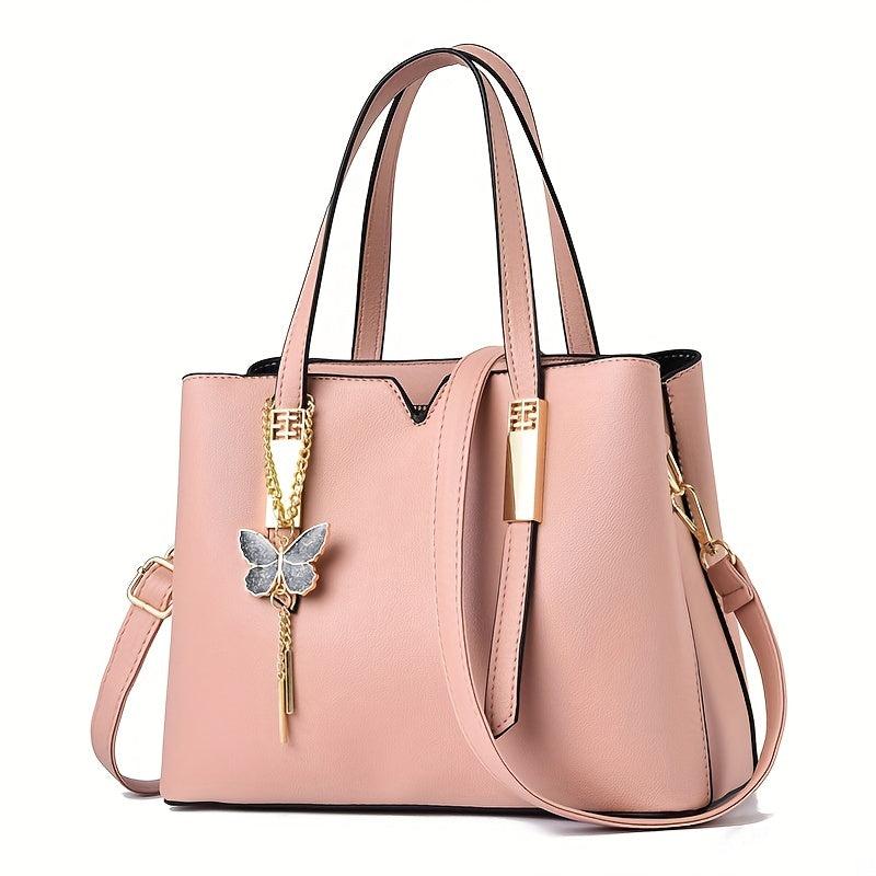 Solid Crossbody Satchel Bag PU Leather Textured Bag