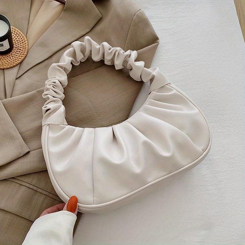 Cloud Pleated Soft Underarm Bag Casual Stylish Baguette Bag