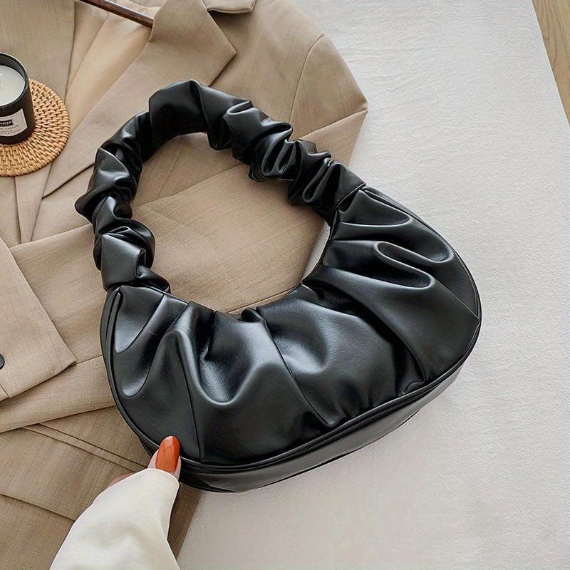 Cloud Pleated Soft Underarm Bag Casual Stylish Baguette Bag