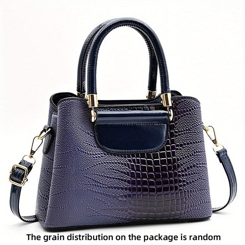 Crocodile Embossed Crossbody Bag Stylish Purse With Removable Strap
