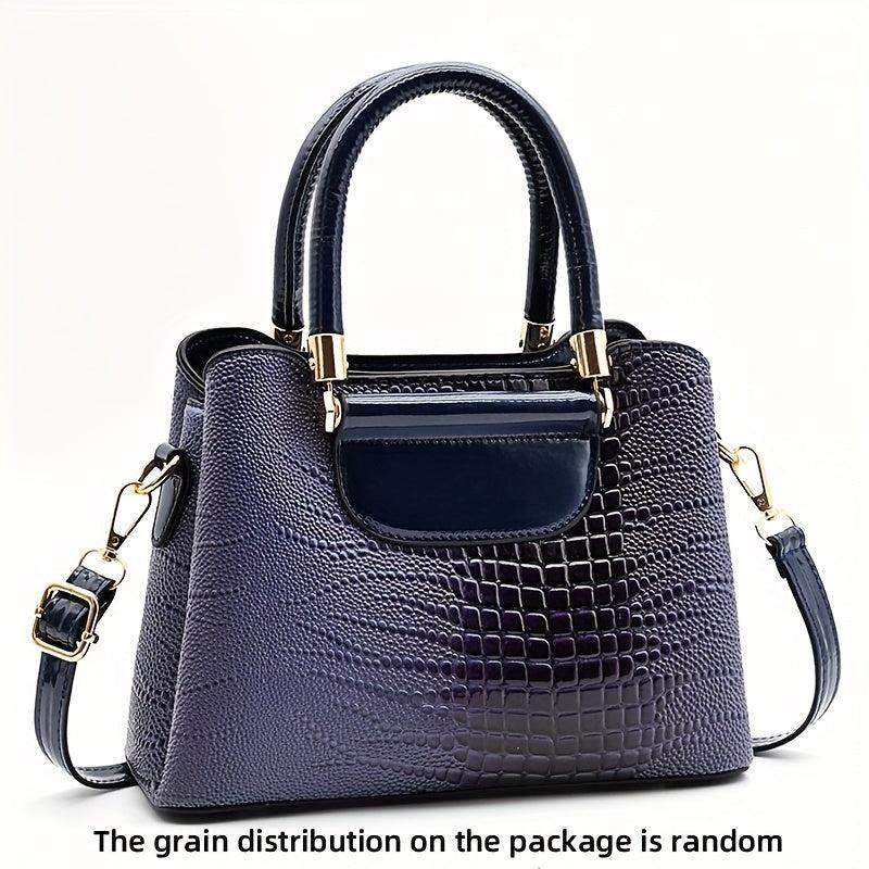 Crocodile Embossed Crossbody Bag Stylish Purse With Removable Strap