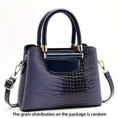 Crocodile Embossed Crossbody Bag Stylish Purse With Removable Strap