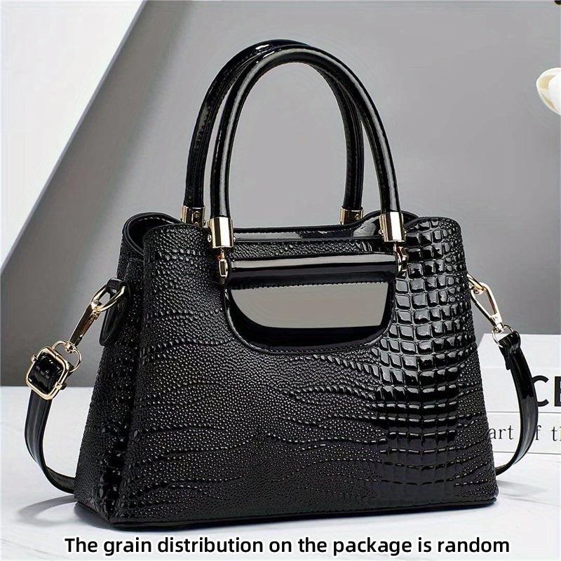 Crocodile Embossed Crossbody Bag Stylish Purse With Removable Strap