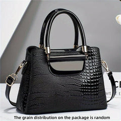 Crocodile Embossed Crossbody Bag Stylish Purse With Removable Strap