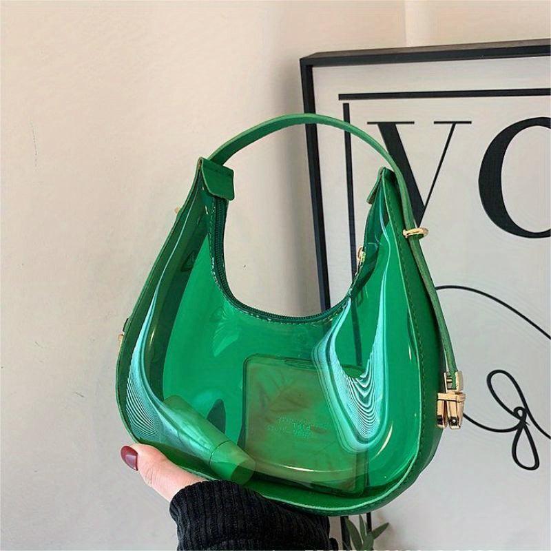 Clear Shoulder Purse & Handbag Transparent Crescent Bag Jelly Underarm Bag