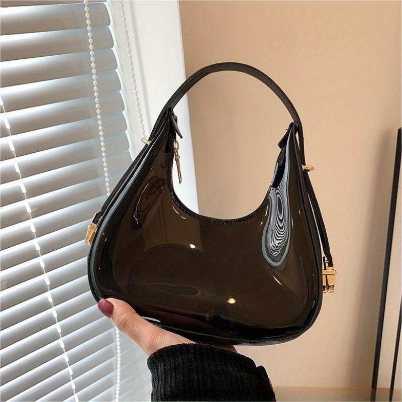 Clear Shoulder Purse & Handbag Transparent Crescent Bag Jelly Underarm Bag