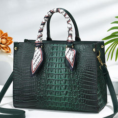 Crocodile Pattern Faux Leather Shoulder Bag Women's Work Purse