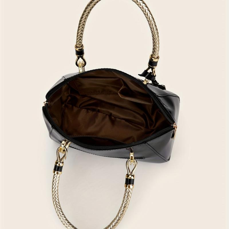 Women's Stylish Solid Zipper Handbag for Work & Party