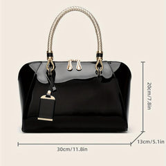 Women's Stylish Solid Zipper Handbag for Work & Party