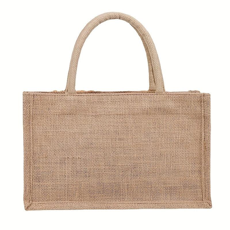 Sequin Decor Burlap Satchel Bag Top Handles Versatile Handbag