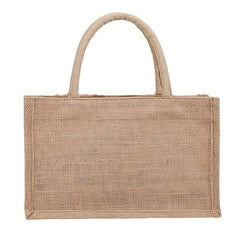 Sequin Decor Burlap Satchel Bag Top Handles Versatile Handbag