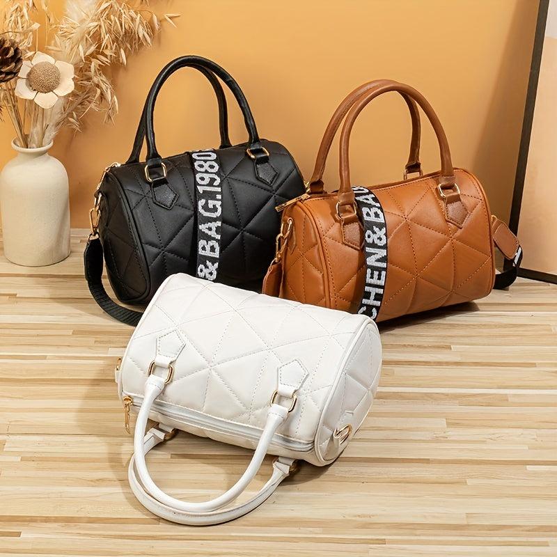 Minimalist Boston Zipper Satchel Bag Solid Crossbody Bag
