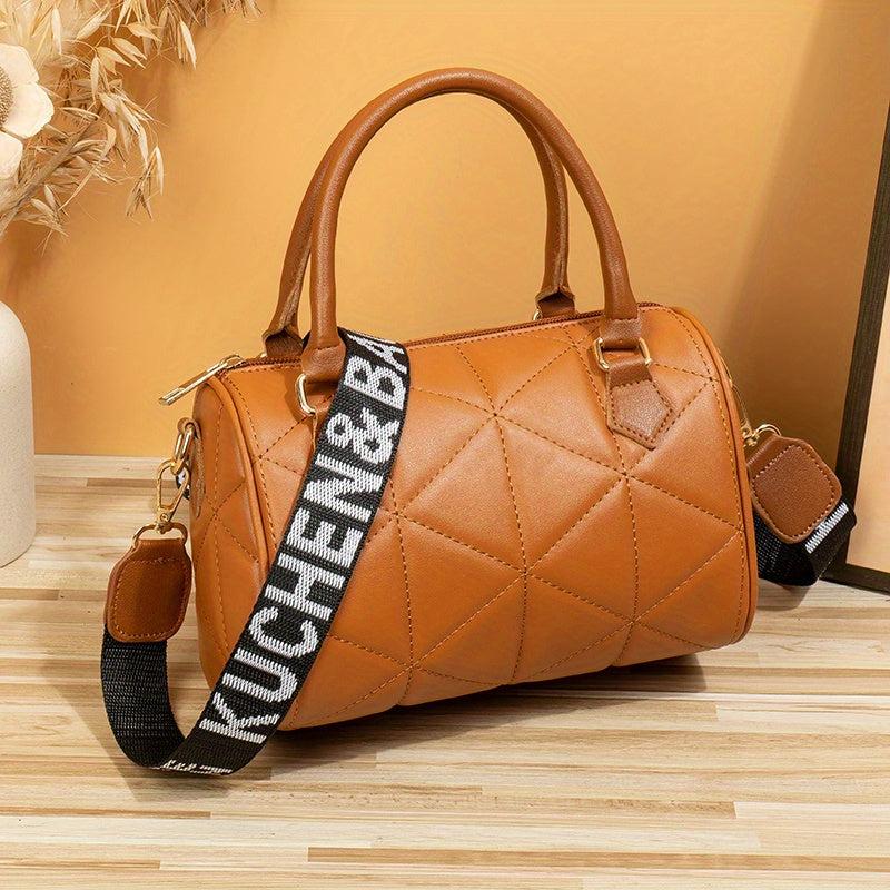 Minimalist Boston Zipper Satchel Bag Solid Crossbody Bag
