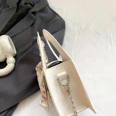 Minimalist Solid Satchel Bag With Buckle Handbag