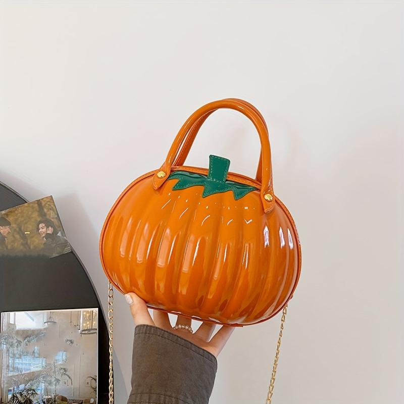 Pumpkin Shaped Metal Chain Crossbody Bag