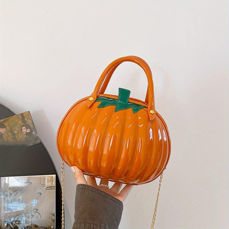 Pumpkin Shaped Metal Chain Crossbody Bag