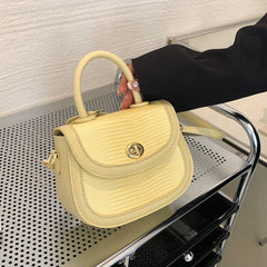 Crocodile Embossed Flap Saddle Bag Twist Lock Shoulder Bag