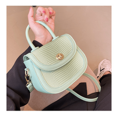 Crocodile Embossed Flap Saddle Bag Twist Lock Shoulder Bag