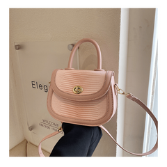 Crocodile Embossed Flap Saddle Bag Twist Lock Shoulder Bag