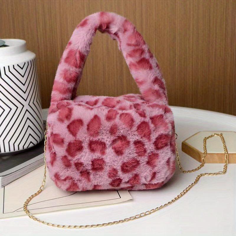 Leopard Print Bag Satchel with Chain Strap