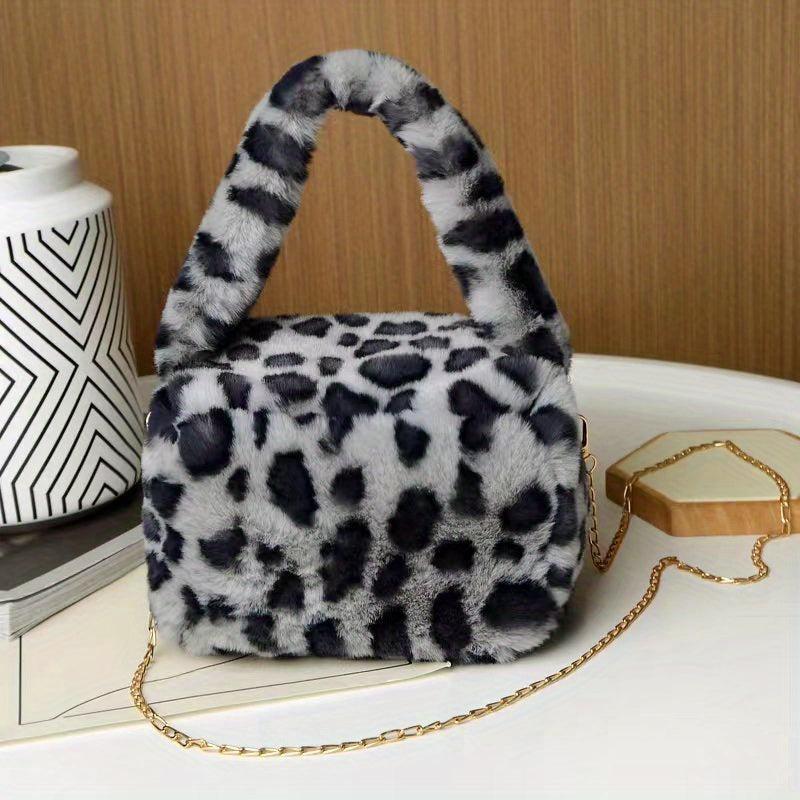 Leopard Print Bag Satchel with Chain Strap
