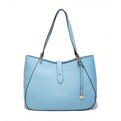 Large Capacity Leather Tote Bag Textured Shoulder Bag