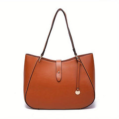 Large Capacity Leather Tote Bag Textured Shoulder Bag