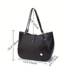Large Capacity Leather Tote Bag Textured Shoulder Bag