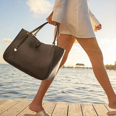 Large Capacity Leather Tote Bag Textured Shoulder Bag