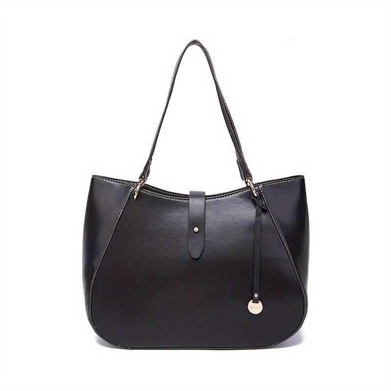 Large Capacity Leather Tote Bag Textured Shoulder Bag
